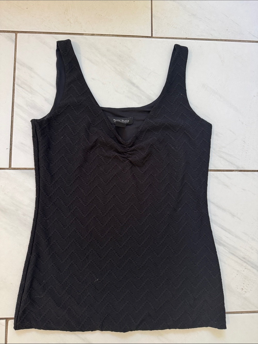 Black Textured Scoop Neck Tank